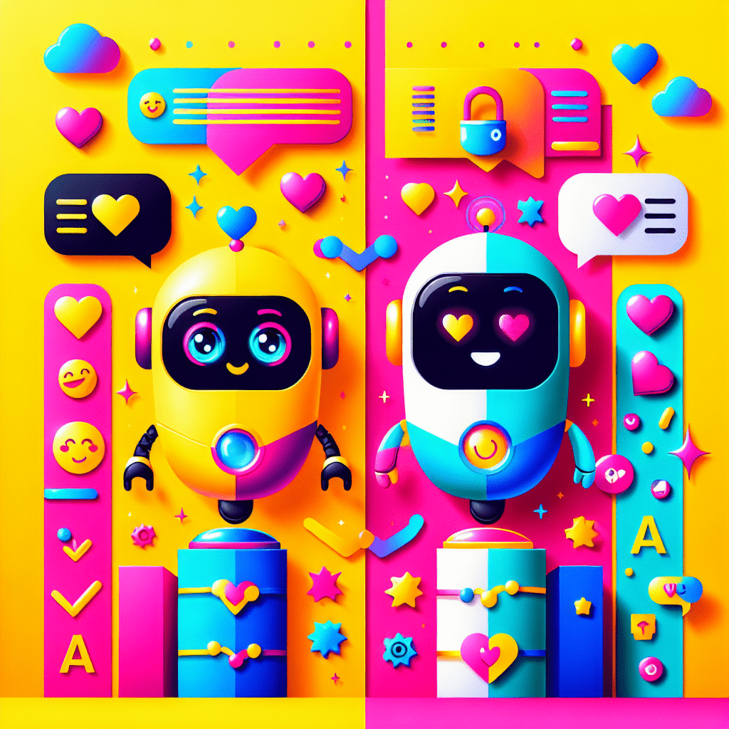 Vibrant featured image for the blog "Best AI Companion Platforms: Comparing LovePalz and Muah.ai," showcasing playful AI companions with colorful backgrounds, heart-themed elements, and fun typography, illustrating the joyful essence of AI companionship.